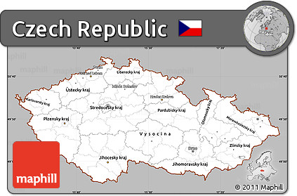 Gray Simple Map of Czech Republic, single color outside
