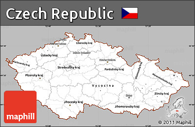 Gray Simple Map of Czech Republic, single color outside