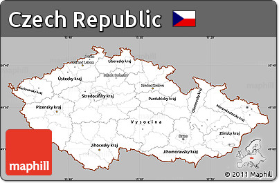 Gray Simple Map of Czech Republic, single color outside