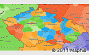 Political Simple Map of Czech Republic, political shades outside