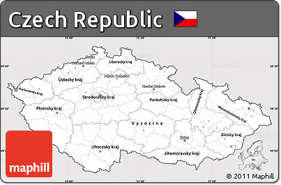 Silver Style Simple Map of Czech Republic, cropped outside