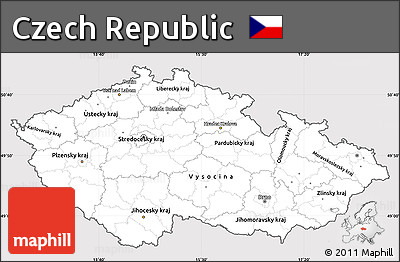 Silver Style Simple Map of Czech Republic, cropped outside