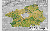 Satellite 3D Map of Středočeský kraj, lighten, desaturated