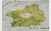 Satellite 3D Map of Středočeský kraj, lighten, semi-desaturated
