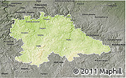 Physical 3D Map of Benešov, darken, semi-desaturated