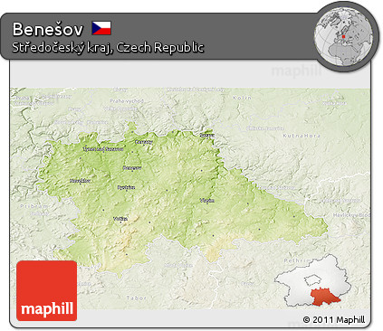 Physical 3D Map of Benešov, lighten