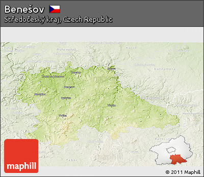 Physical 3D Map of Benešov, lighten