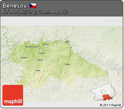 Physical 3D Map of Benešov, lighten