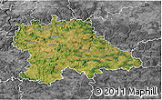 Satellite 3D Map of Benešov, desaturated