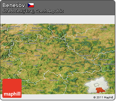 Satellite 3D Map of Benešov