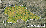 Satellite 3D Map of Benešov, semi-desaturated