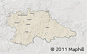 Shaded Relief 3D Map of Benešov, lighten, semi-desaturated