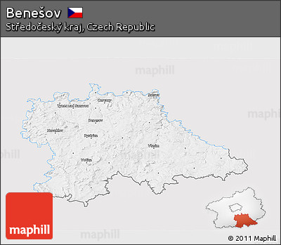 Silver Style 3D Map of Benešov, single color outside