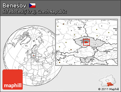 Blank Location Map of Benešov, highlighted country, highlighted parent region