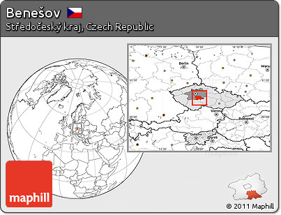 Blank Location Map of Benešov, highlighted country, highlighted parent region