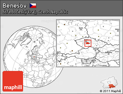 Blank Location Map of Benešov, highlighted parent region