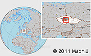 Gray Location Map of Benešov, highlighted country, highlighted parent region