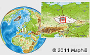 Physical Location Map of Benešov, highlighted country, highlighted parent region, within the entire country