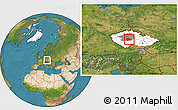 Satellite Location Map of Benešov, highlighted country, highlighted parent region