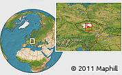 Satellite Location Map of Benešov, highlighted parent region