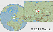 Savanna Style Location Map of Benešov, highlighted parent region, hill shading