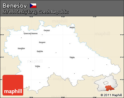 Classic Style Simple Map of Benešov, single color outside