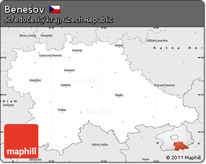 Silver Style Simple Map of Benešov