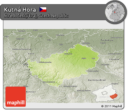 Physical 3D Map of Kutná Hora, semi-desaturated