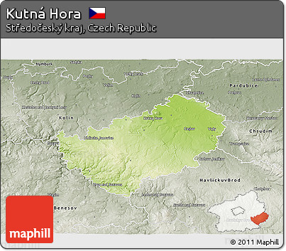Physical 3D Map of Kutná Hora, semi-desaturated