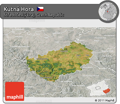 Satellite 3D Map of Kutná Hora, lighten, semi-desaturated