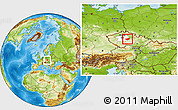 Physical Location Map of Kutná Hora, highlighted parent region, within the entire country