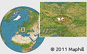 Satellite Location Map of Kutná Hora, highlighted parent region