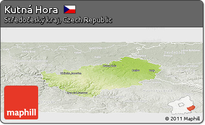 Physical Panoramic Map of Kutná Hora, lighten, semi-desaturated