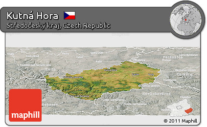 Satellite Panoramic Map of Kutná Hora, lighten, semi-desaturated