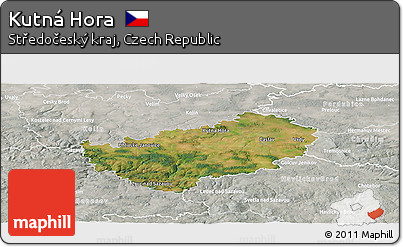 Satellite Panoramic Map of Kutná Hora, lighten, semi-desaturated