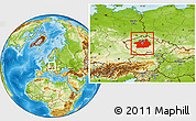 Physical Location Map of Středočeský kraj