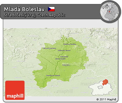 Physical 3D Map of Mladá Boleslav, lighten