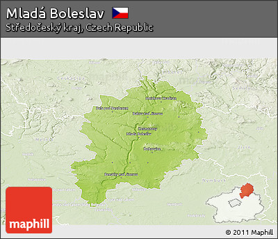 Physical 3D Map of Mladá Boleslav, lighten