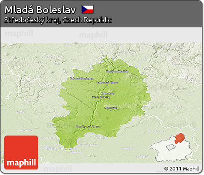 Physical 3D Map of Mladá Boleslav, lighten