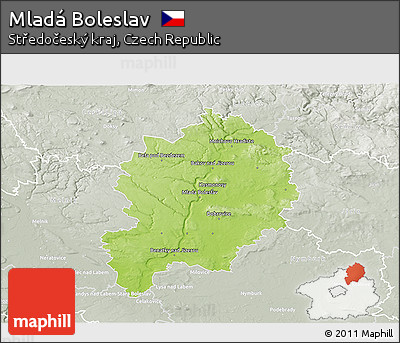 Physical 3D Map of Mladá Boleslav, lighten, semi-desaturated