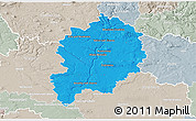 Political 3D Map of Mladá Boleslav, lighten, semi-desaturated