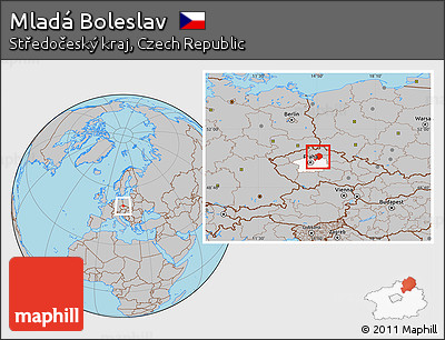 Gray Location Map of Mladá Boleslav, highlighted parent region