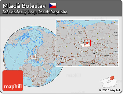 Gray Location Map of Mladá Boleslav, highlighted parent region