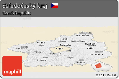 Classic Style Panoramic Map of Středočeský Kraj, single color outside