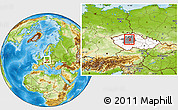 Physical Location Map of Praha-východ, highlighted country, highlighted parent region