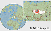 Savanna Style Location Map of Praha-východ, highlighted country, highlighted parent region, hill shading
