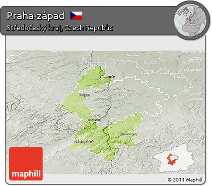 Physical 3D Map of Praha-západ, lighten, semi-desaturated