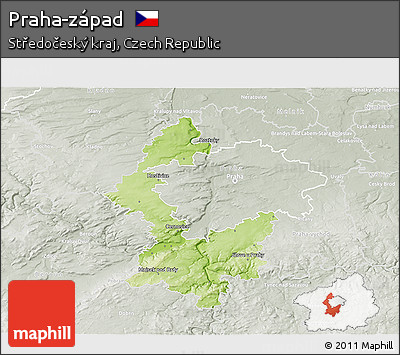 Physical 3D Map of Praha-západ, lighten, semi-desaturated