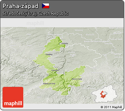 Physical 3D Map of Praha-západ, lighten, semi-desaturated