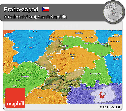 Satellite 3D Map of Praha-západ, political outside